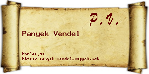 Panyek Vendel névjegykártya